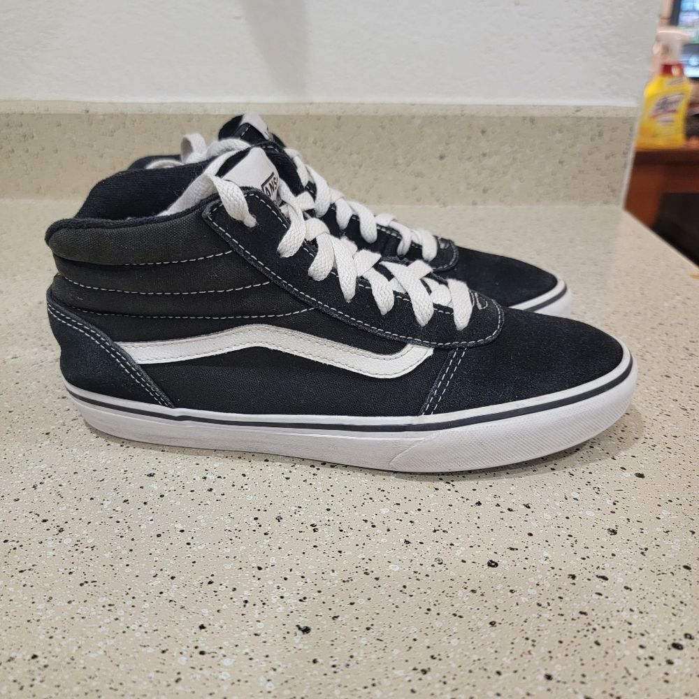 Vans Shoes Youth 6 Off The Wall Old Skool Mid Sneakers 500714 Black Canvas